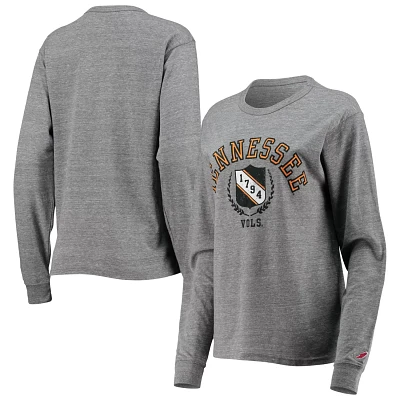 League Collegiate Wear Heathered Gray Tennessee Volunteers Seal Victory Falls Oversized Tri-Blend Long Sleeve T-Shirt