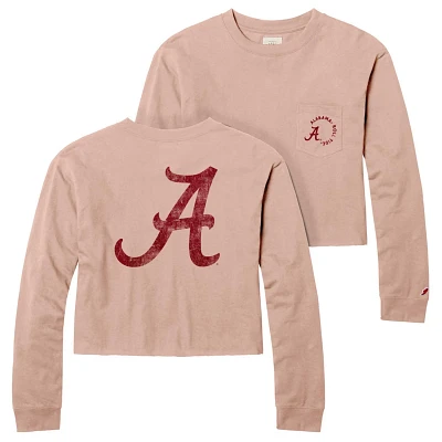 League Collegiate Wear Light Alabama Crimson Tide Clothesline Midi Long Sleeve Cropped T-Shirt                                  