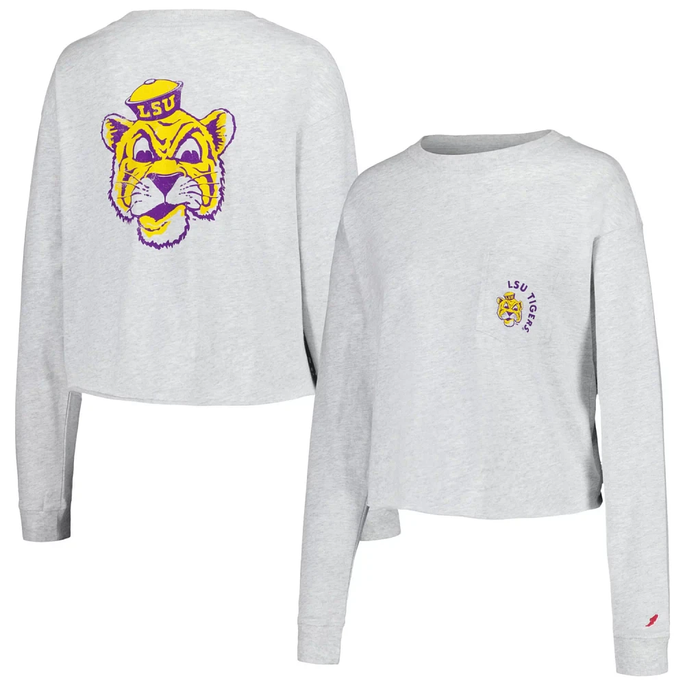 League Collegiate Wear LSU Tigers Clothesline Midi Long Sleeve Cropped T-Shirt                                                  