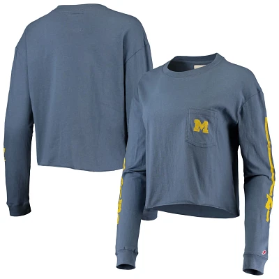 League Collegiate Wear Michigan Wolverines Clothesline Cotton Midi Crop Long Sleeve T-Shirt                                     