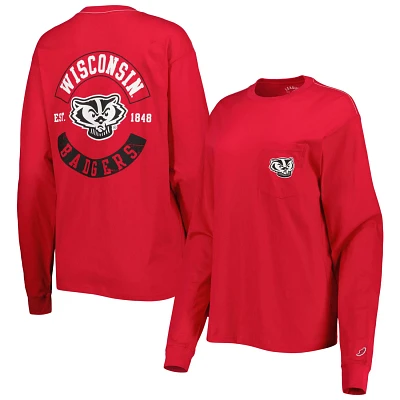 League Collegiate Wear Wisconsin Badgers Oversized Pocket Long Sleeve T-Shirt