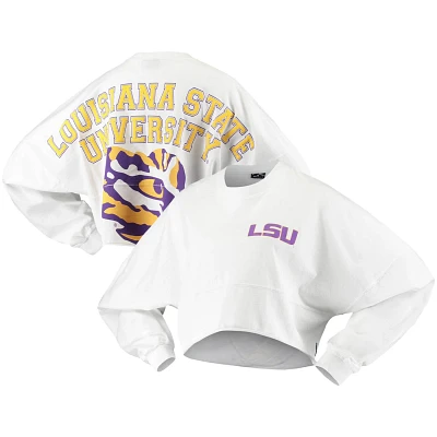 LSU Tigers Raw Hem Cropped Spirit Jersey Long Sleeve T-Shirt