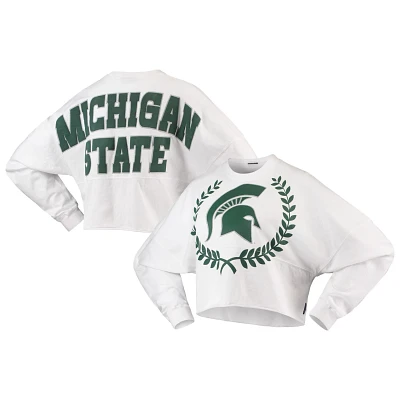 Michigan State Spartans Laurels Crop Long Sleeve T-Shirt