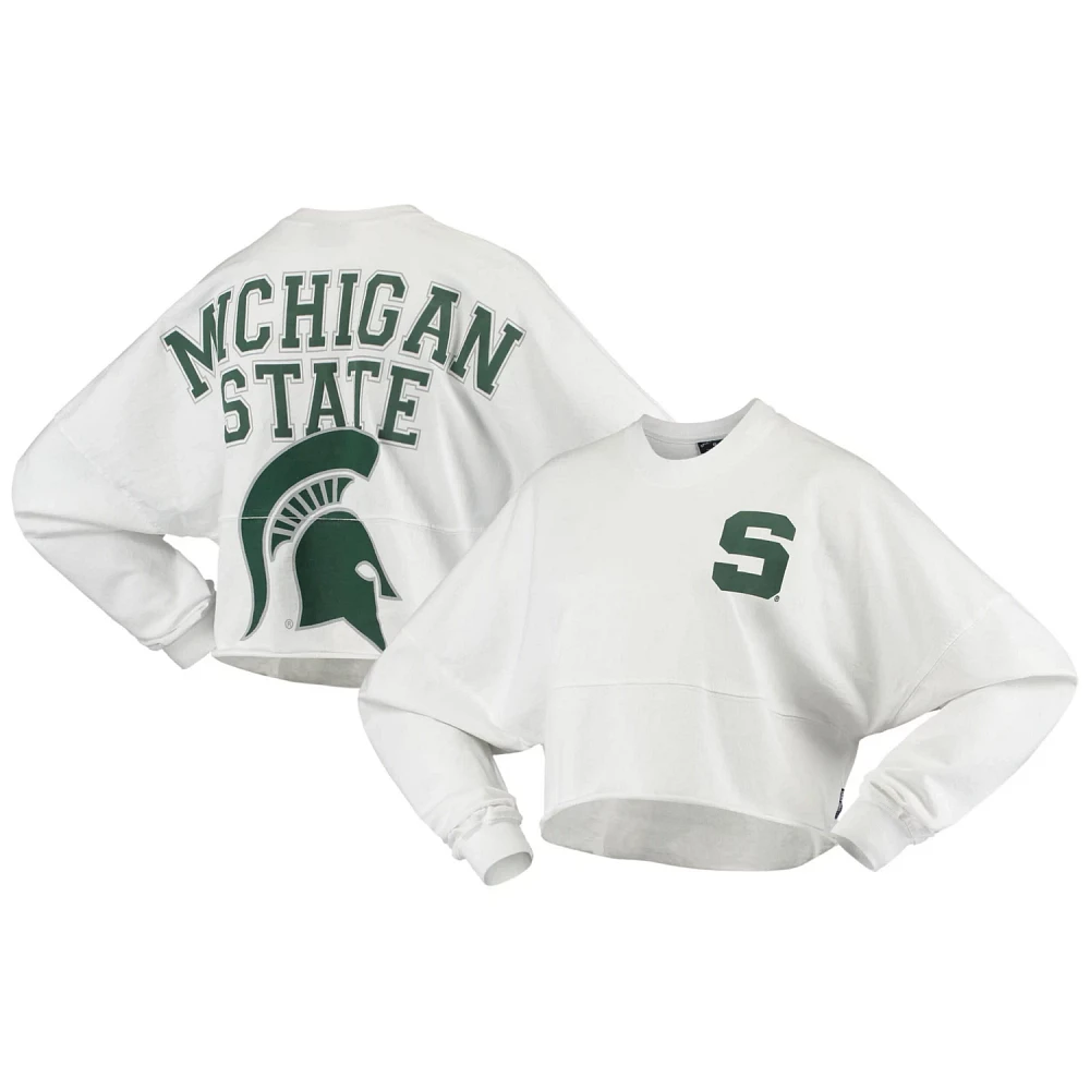 Michigan State Spartans Raw Hem Cropped Spirit Jersey Long Sleeve T-Shirt