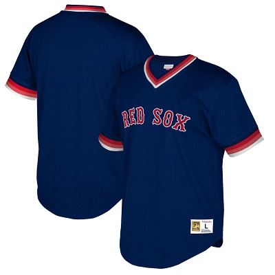 Mitchell  Ness Boston Red Sox Big Tall Cooperstown Collection Mesh Wordmark V-Neck Jersey