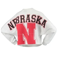 Nebraska Huskers Raw Hem Cropped Spirit Jersey Long Sleeve T-Shirt