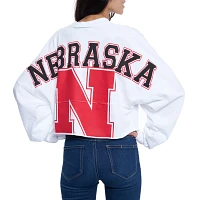 Nebraska Huskers Raw Hem Cropped Spirit Jersey Long Sleeve T-Shirt