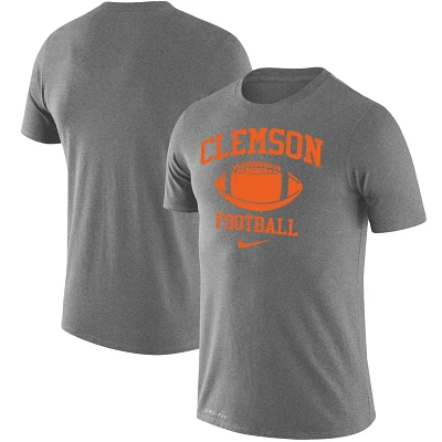 Nike Heathered Charcoal Clemson Tigers Big  Tall Legend Retro Football Performance T-Shirt                                      