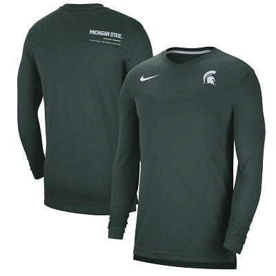 Nike Michigan State Spartans 2022 Coach Performance Long Sleeve V-Neck T-Shirt