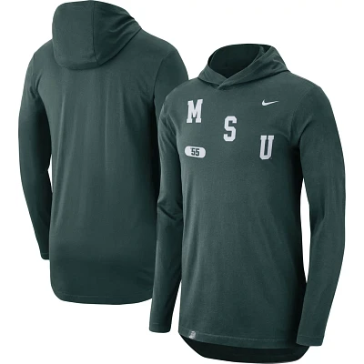 Nike Michigan State Spartans Team Performance Long Sleeve Hoodie T-Shirt                                                        