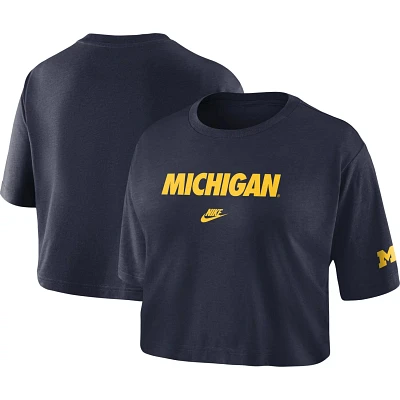 Nike Michigan Wolverines Wordmark Cropped T-Shirt                                                                               