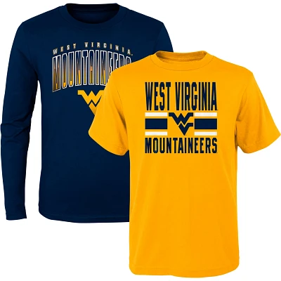 Preschool /Gold West Virginia Mountaineers Fan Wave Short  Long Sleeve T-Shirt Combo Pack