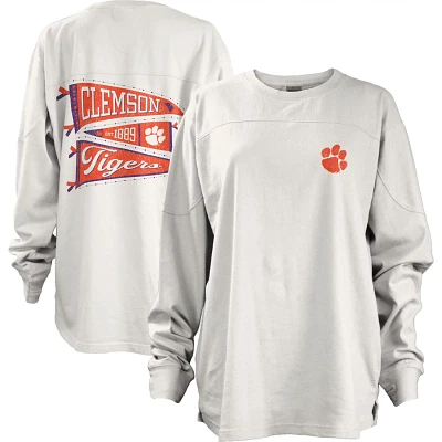 Pressbox Clemson Tigers Pennant Stack Oversized Long Sleeve T-Shirt