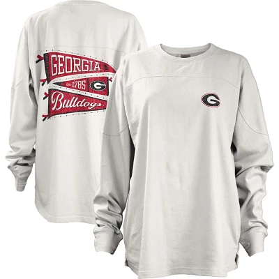 Pressbox Georgia Bulldogs Pennant Stack Oversized Long Sleeve T-Shirt