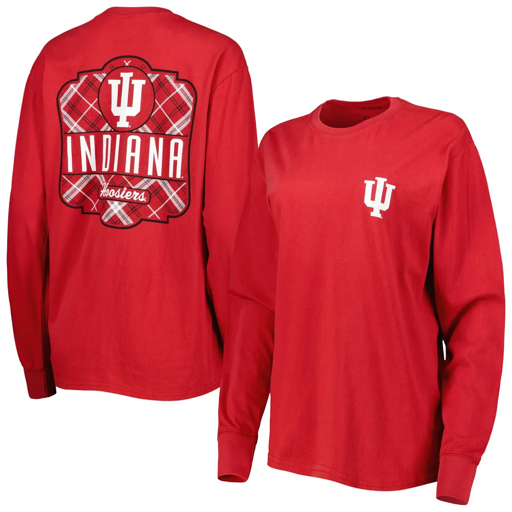 Pressbox Indiana Hoosiers Valencia Plaid 2-Hit Long Sleeve T-Shirt                                                              