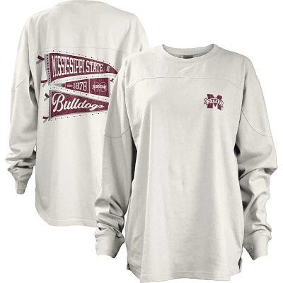 Pressbox Mississippi State Bulldogs Pennant Stack Oversized Long Sleeve T-Shirt
