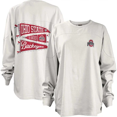 Pressbox Ohio State Buckeyes Pennant Stack Oversized Long Sleeve T-Shirt