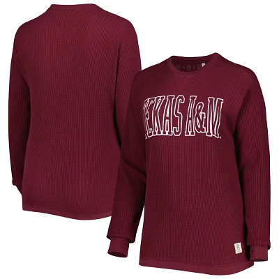 Pressbox Texas AM Aggies Surf Plus Size Southlawn Waffle-Knit Thermal Tri-Blend Long Sleeve T-Shirt                             
