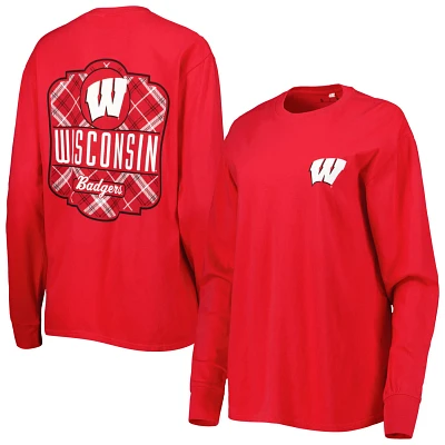 Pressbox Wisconsin Badgers Valencia Plaid 2-Hit Long Sleeve T-Shirt