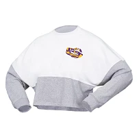 Spirit Jersey LSU Tigers Heather Block Cropped Long Sleeve T-Shirt