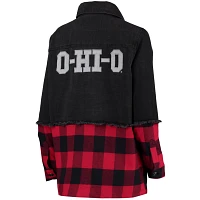 The Wild Collective /Scarlet Ohio State Buckeyes Denim Flannel Stitch Button-Up Shirt                                           