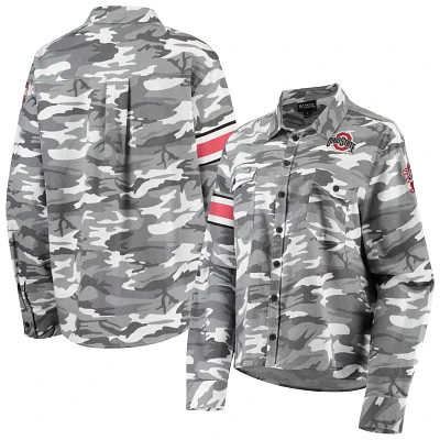 The Wild Collective Ohio State Buckeyes Camo Flannel Button-Up Long Sleeve Shirt