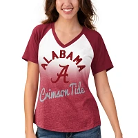 Touch /Crimson Alabama Crimson Tide Shortstop Ombre Raglan Tri-Blend V-Neck T-Shirt