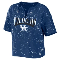 WEAR by Erin Andrews Kentucky Wildcats Bleach Wash Splatter Cropped Notch Neck T-Shirt