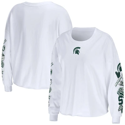 WEAR by Erin Andrews Michigan State Spartans 3-Hit Cropped Long Sleeve T-Shirt                                                  