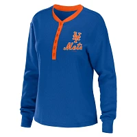 WEAR by Erin Andrews New York Mets Waffle Henley Long Sleeve T-Shirt