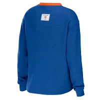 WEAR by Erin Andrews New York Mets Waffle Henley Long Sleeve T-Shirt