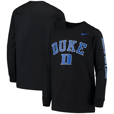 Youth Nike Duke Blue Devils Arch  Logo 2-Hit Long Sleeve T-Shirt
