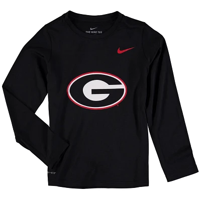 Youth Nike Heathered Georgia Bulldogs Legend Logo Long Sleeve Performance T-Shirt