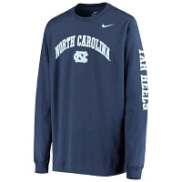 Youth Nike North Carolina Tar Heels Arch  Logo 2-Hit Long Sleeve T-Shirt