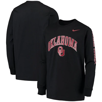 Youth Nike Oklahoma Sooners Arch  Logo 2-Hit Long Sleeve T-Shirt