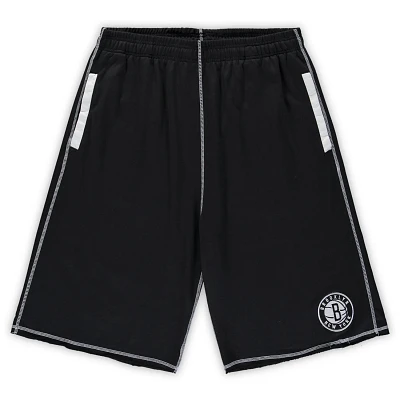 /White Brooklyn Nets Big  Tall Contrast Stitch Knit Shorts