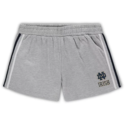 Heathered Gray Notre Dame Fighting Irish Plus Size 2 Stripes Shorts                                                             