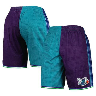 Mitchell  Ness /Purple Charlotte Hornets Hardwood Classics 1999 Split Swingman Shorts