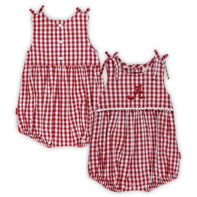 Girls Garb Crimson/ Alabama Crimson Tide Teagan Gingham Ruffled Romper