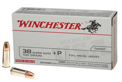 Winchester USA Full Metal Jacket .38 Super Automatic +P 130-Grain Handgun Ammunition                                            