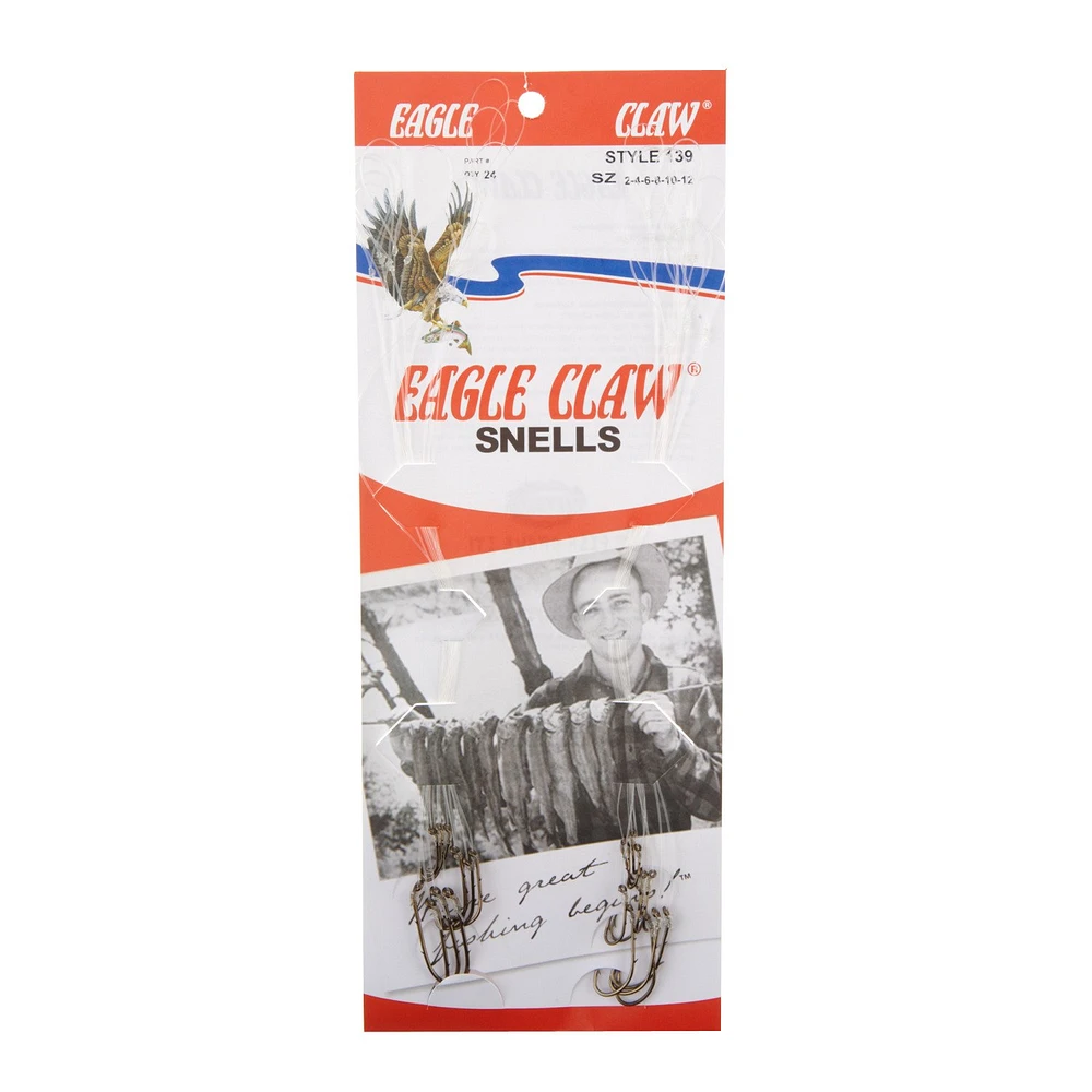 Eagle Claw Snelled Baitholder Single Hooks 24-Pack                                                                              