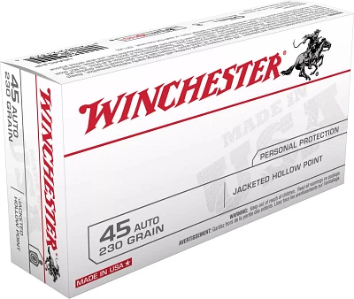 Winchester USA JHP .45 Automatic 230-Grain Handgun Ammunition - 50 Rounds                                                       