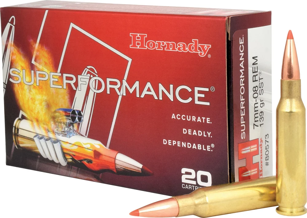 Hornady Superformance SST 7mm-08 Rem 139-Grain Rifle Ammunition - 20 Rounds                                                     