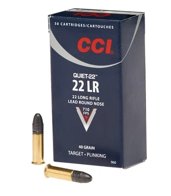 CCI Quiet .22 LR 40-Grain Rimfire Ammunition - 50 Rounds                                                                        