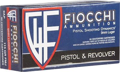 Fiocchi Pistol Series Dynamics 9mm 115-Grain Centerfire Ammunition - 50 Rounds                                                  