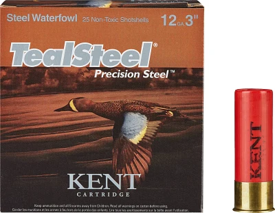 KENT TealSteel Waterfowl 12 Gauge Precision Steel Shotshells - 25 Rounds                                                        