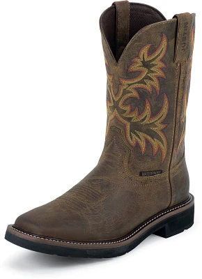 Justin Men's Rugged Cowhide EH Steel Toe Western Wellington Work Boots                                                          