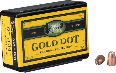 Speer Gold Dot .38 Auto/.380/9mm Luger 124-Grain Hollow-Point Bullets                                                           