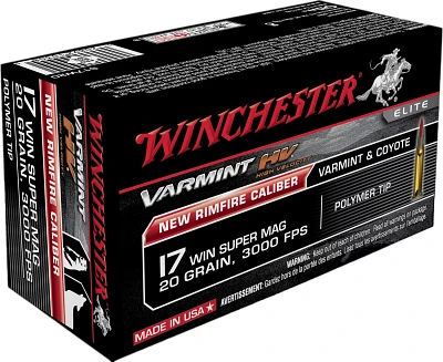 Winchester Varmint HV .17 WSM 20-Grain Rimfire Rifle Ammunition - 50 Rounds                                                     