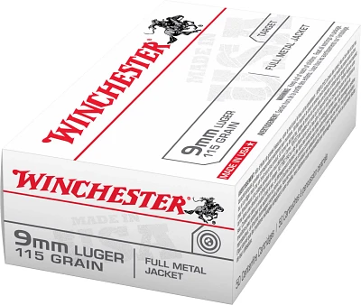Winchester USA Full Metal Jacket 9mm Luger 115-Grain Handgun Ammunition